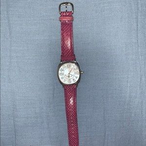 Magenta Juicy Couture Leather Strap Watch